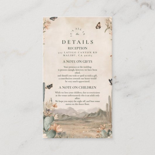 Woestijncactus Boho Wedding Informatiekaartje (Voorkant)