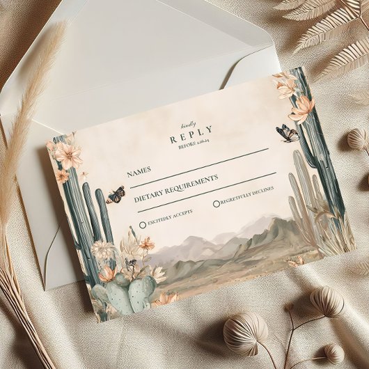 Woestijncactus Boho Wedding RSVP Kaartje