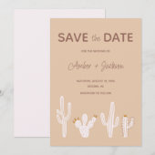 Woestijncactus boho westerne bestemming save the date (Voorkant / Achterkant)