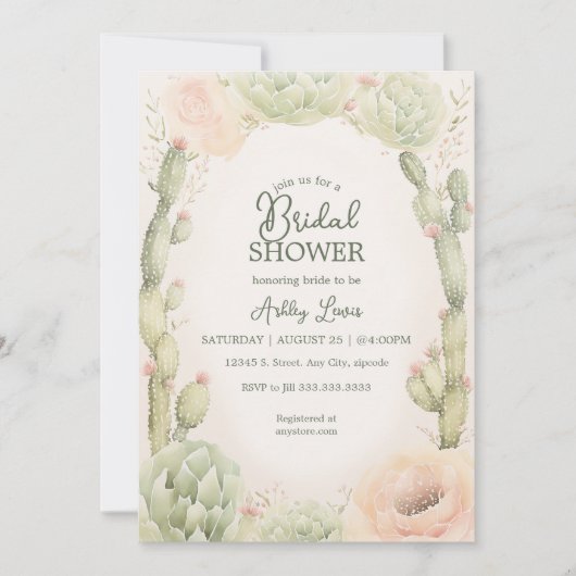 Woestijncactus Bruidsfeest Fiesta shower Kaart (Voorkant)