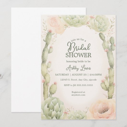 Woestijncactus Bruidsfeest Fiesta shower Kaart (Voorkant / Achterkant)