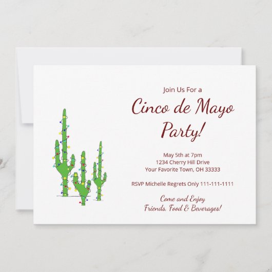 Woestijncactus Cinco de Mayo Fiesta Feest     Kaart (Voorkant)