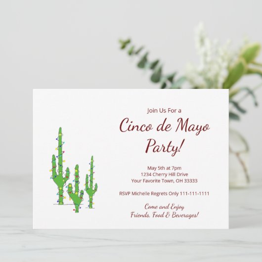 Woestijncactus Cinco de Mayo Fiesta Feest     Kaart (Staand voorkant)