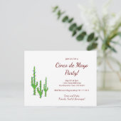 Woestijncactus Cinco de Mayo Fiesta Feest Uitnodiging Briefkaart (Staand voorkant)
