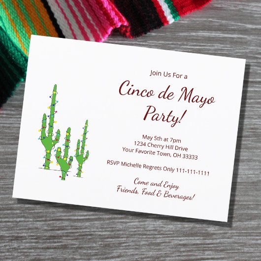 Woestijncactus Cinco de Mayo Fiesta Feest    Uitnodiging Briefkaart