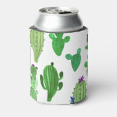 Woestijncactus: groene Waterverf Illustratie Blikjeskoeler (Blikje Achterkant)