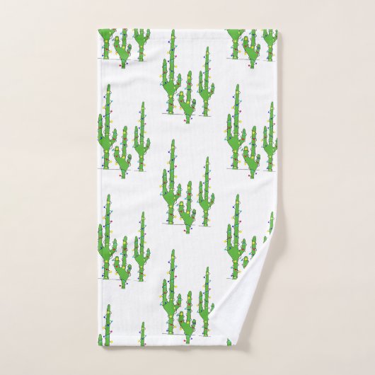 Woestijncactus kerstlampjes Rood wit Bad Handdoek (Handdoek)