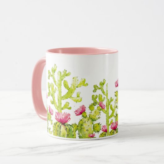 woestijncactus met roze ventilatorkoffie-Mok Mok (Voorkant links)