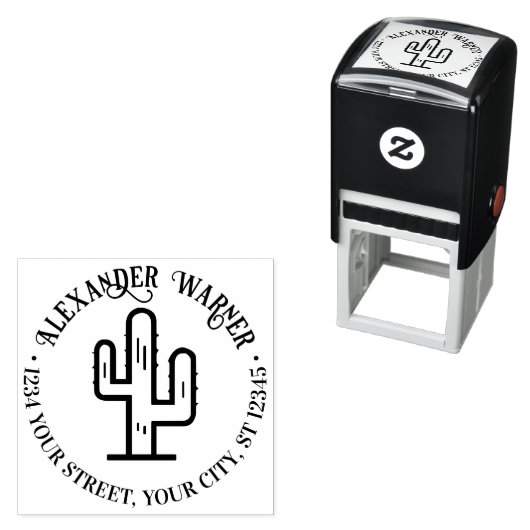 Woestijncactus naam retouradres  zelfinktende stempel (In situ)