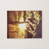 woestijncactus op zonsondergang legpuzzel (Horizontaal)