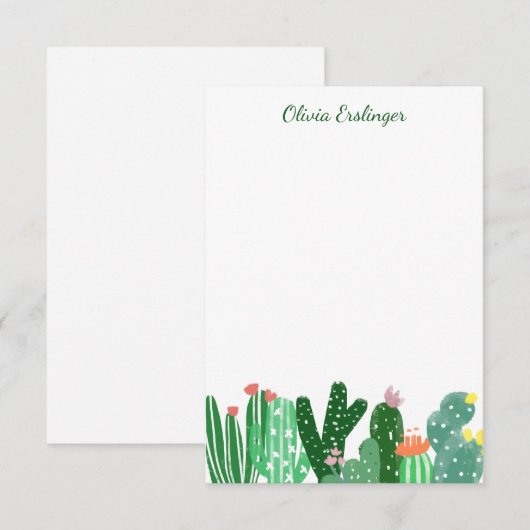 Woestijncactus Schilderen in Groen Gepersonaliseer Bedankkaart (Voorkant / Achterkant)