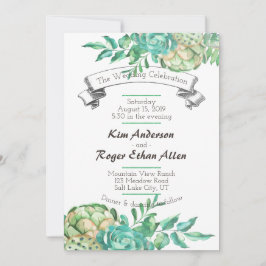 Woestijncactus Succulent Bloemenbruiloft uitnodigt Kaart