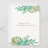 Woestijncactus Succulent Bloemenbruiloft uitnodigt Kaart (Achterkant)