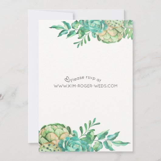 Woestijncactus Succulent Bloemenbruiloft uitnodigt Kaart (Achterkant)