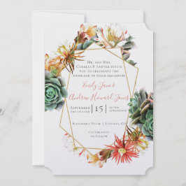 woestijncactus Succulent Gold Geometric Kaart