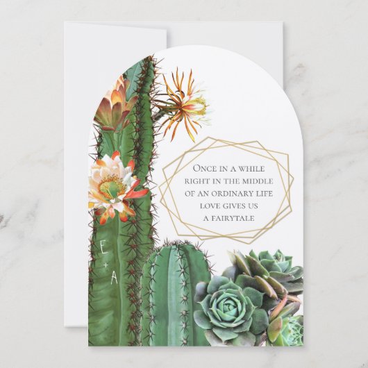 woestijncactus Succulent Gold Geometric Metallic Kaart (Achterkant)