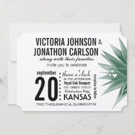 Woestijncactus Succulent Modern Typography Wedding Kaart