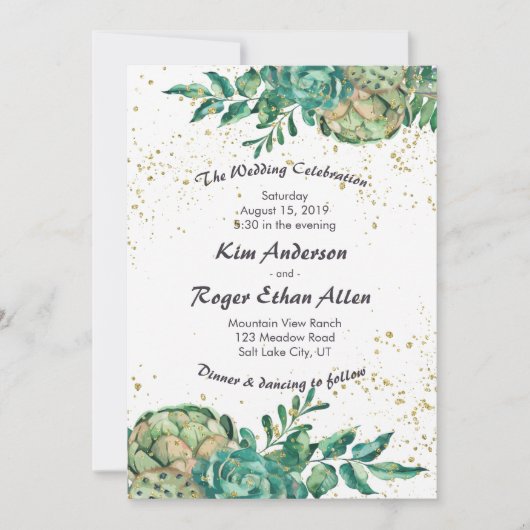 Woestijncactus Succulent Romantisch Bruiloft Uitno Kaart (Voorkant)