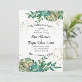 Woestijncactus Succulent Romantisch Bruiloft Uitno Kaart (Staand voorkant)