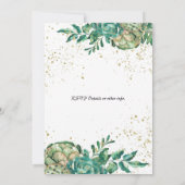 Woestijncactus Succulent Romantisch Bruiloft Uitno Kaart (Achterkant)