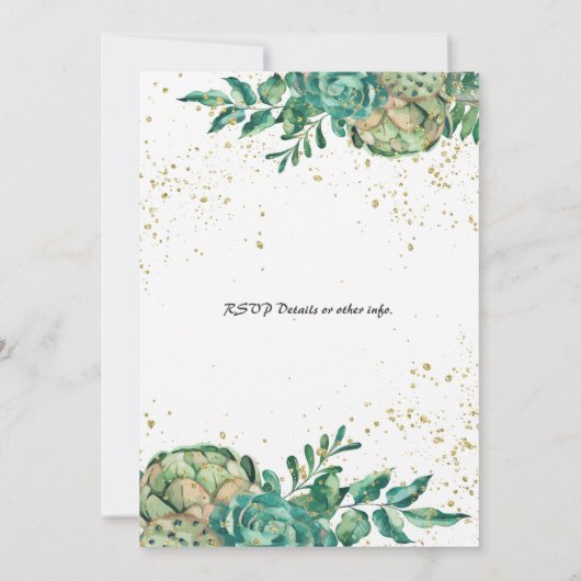 Woestijncactus Succulent Romantisch Bruiloft Uitno Kaart (Achterkant)