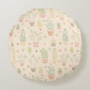 Woestijncactus & Succulenten Ontwerp Rond Kussen