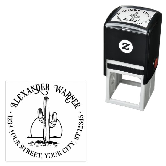 Woestijncactus tegen zonnenaam retouradres  zelfinktende stempel (In situ)