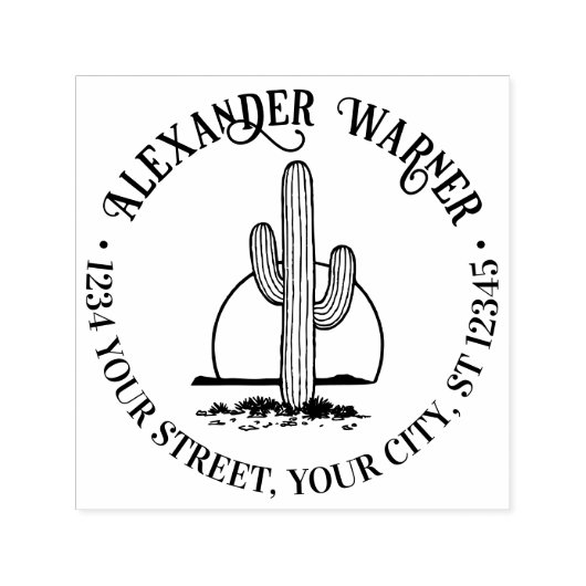Woestijncactus tegen zonnenaam retouradres  zelfinktende stempel (Design)
