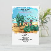 Woestijncactus uitnodiging (Staand voorkant)