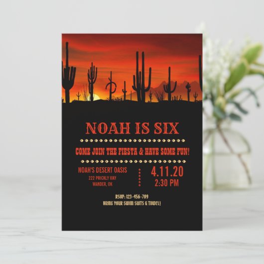 Woestijncactus uitnodiging (Staand voorkant)