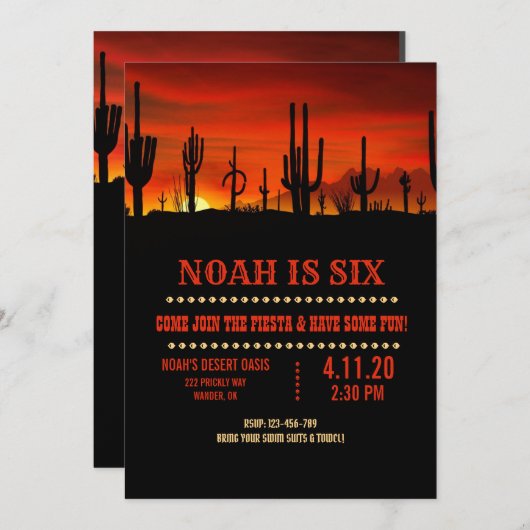 Woestijncactus uitnodiging (Voorkant / Achterkant)