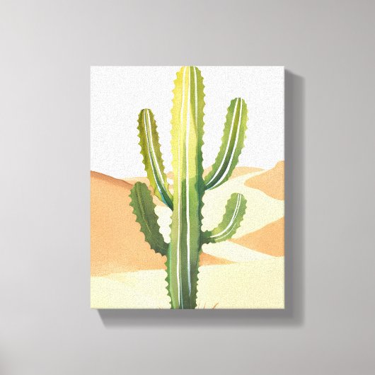 Woestijncactus | Waterverf Groene Cactussen Canvas Afdruk (Voorkant)