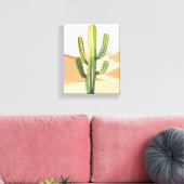 Woestijncactus | Waterverf Groene Cactussen Canvas Afdruk (Insitu (Woonkamer))