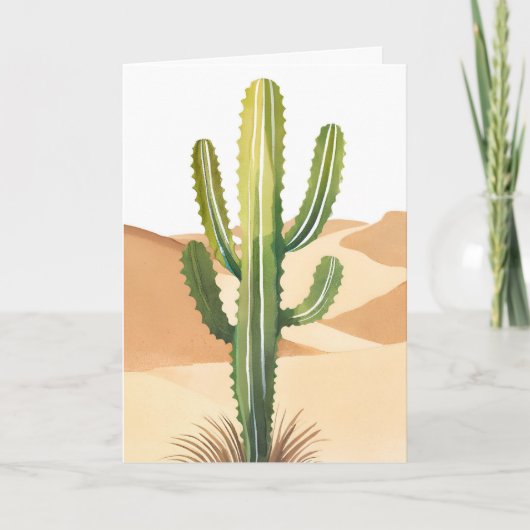 Woestijncactus | Waterverf Groene Cactussen Kaart (Voorkant)