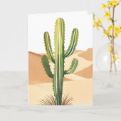 Woestijncactus | Waterverf Groene Cactussen Kaart (Gele Bloem)