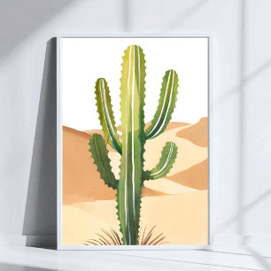 Woestijncactus   Waterverf Groene Cactussen Poster