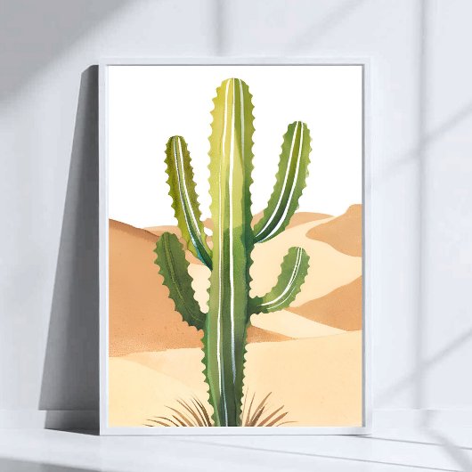 Woestijncactus | Waterverf Groene Cactussen Poster