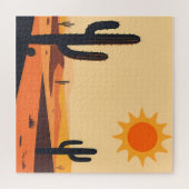 Woestijncactus Zonsondergang Silhouet  Legpuzzel (Horizontaal)