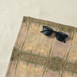 Woestijncactusplanten op houtnerf Foto Afbeelding Strandlaken