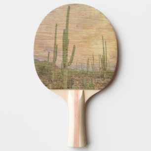 Woestijncactusplanten op houtnerf Foto Afbeelding Tafeltennisbatje