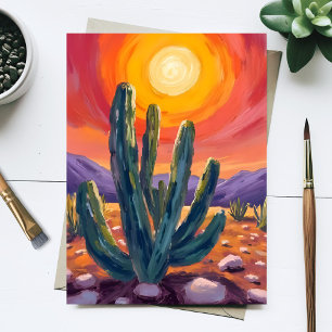 Woestijncactussen   Zonsondergang Natuur Landschap Briefkaart