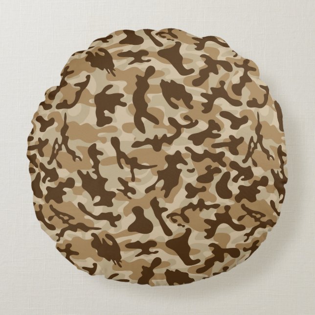 Woestijncamouflage Rond Kussen (Voorkant)
