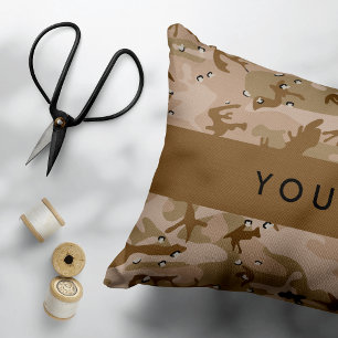 Woestijncamouflagekiezels, jouw naam, Personalisee Accent Kussen