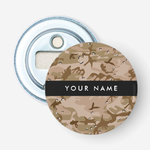 Woestijncamouflagekiezels, jouw naam, Personalisee Button Flesopener