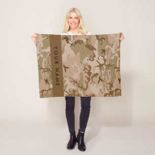 Woestijncamouflagekiezels, jouw naam, personalisee fleece deken