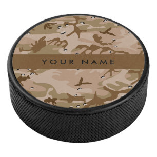 Woestijncamouflagekiezels, jouw naam, personalisee hockey puck
