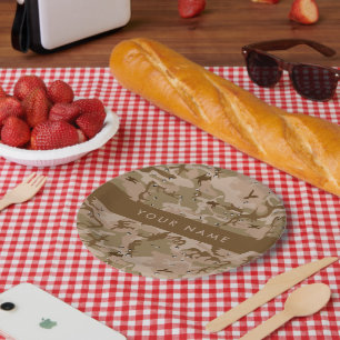 Woestijncamouflagekiezels, jouw naam, personalisee papieren bordje