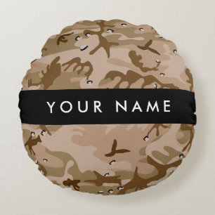 Woestijncamouflagekiezels, jouw naam, Personalisee Rond Kussen