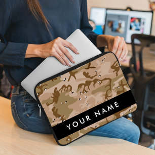 Woestijncamouflagekiezels, Uw naam, Personaliseer Laptop Sleeve