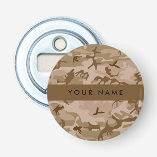 Woestijncamouflagepatroon, jouw naam, Personalisee Button Flesopener